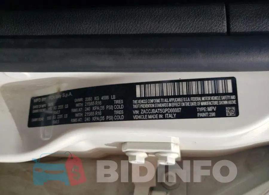 ZACCJBAT5GPD66667 Photo# 14
