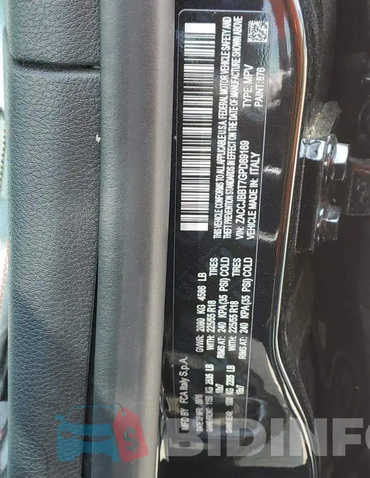 ZACCJBBT7GPD89169 Photo# 13