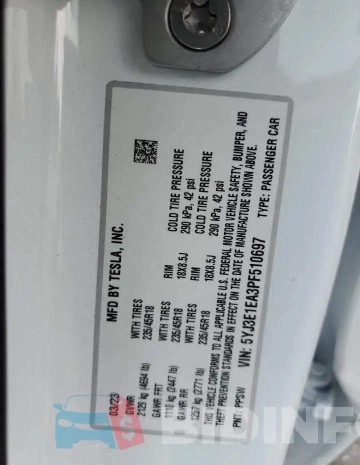 5YJ3E1EA3PF510697 Photo# 12