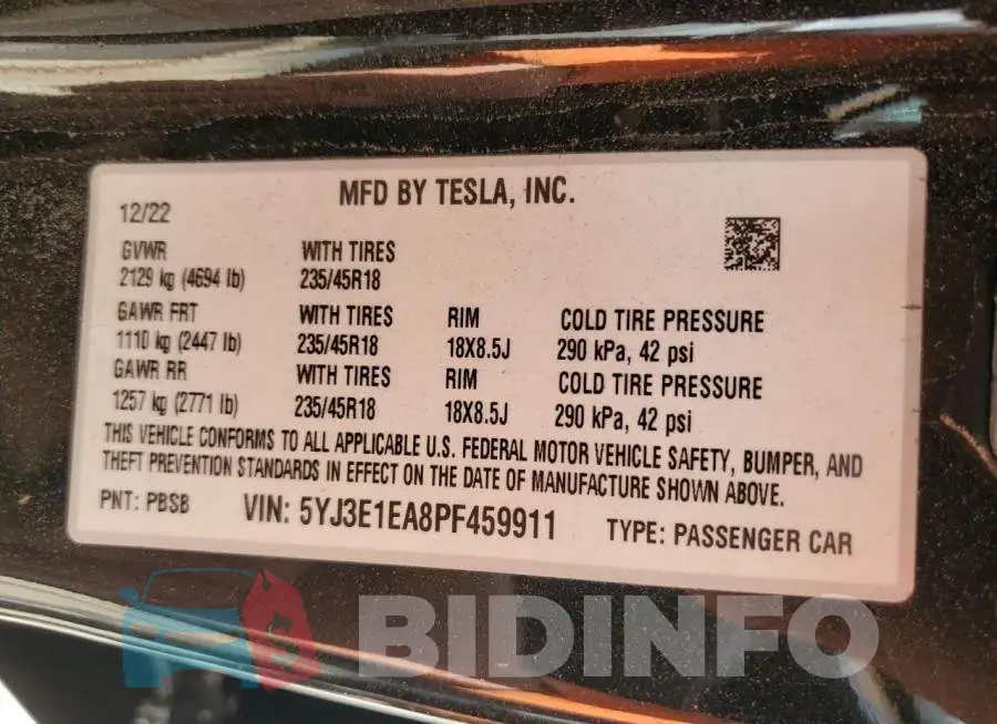 5YJ3E1EA8PF459911 Photo# 13