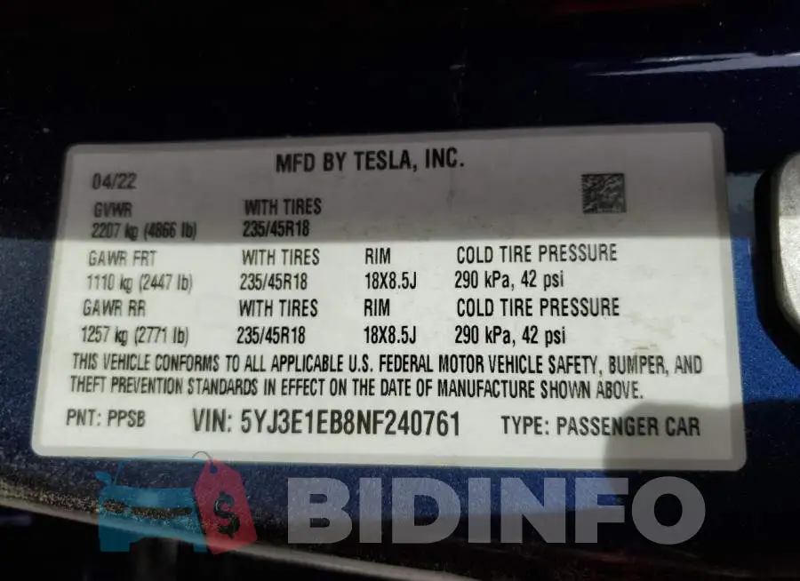 5YJ3E1EB8NF240761 Photo# 12