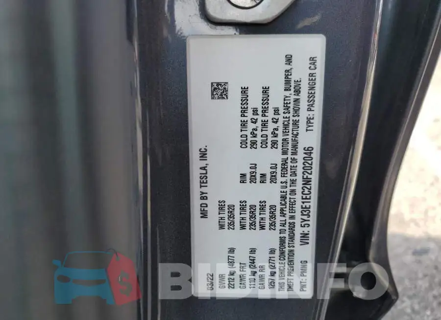 5YJ3E1EC2NF202046 Photo# 12