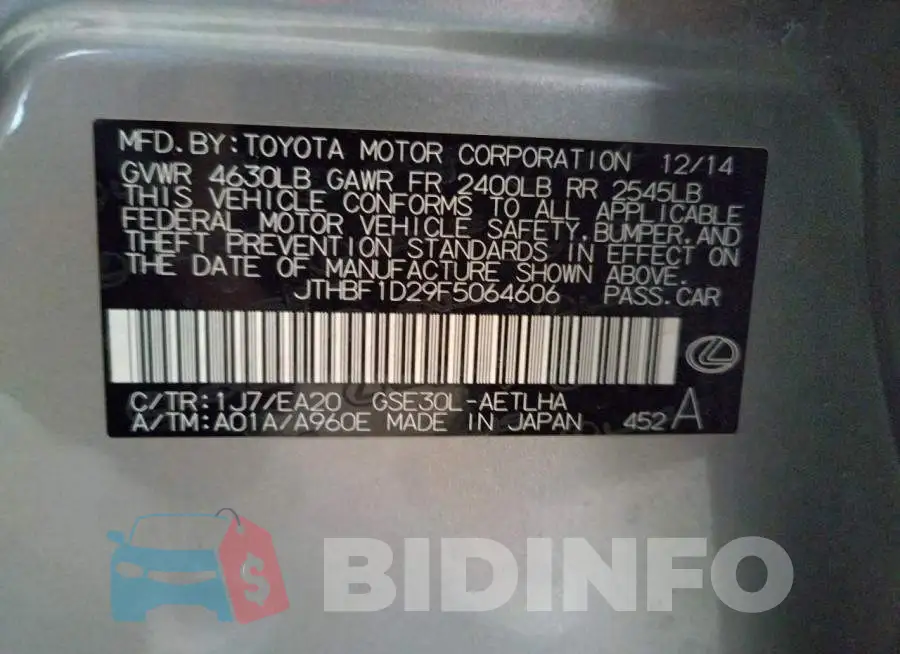 JTHBF1D29F5064606 Photo# 12