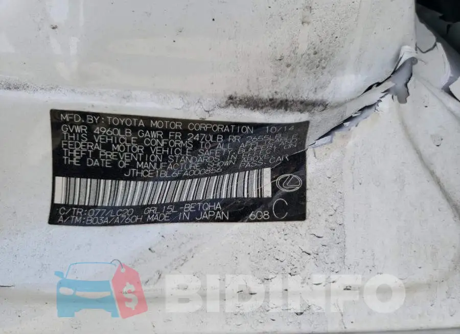 JTHCE1BL6FA000856 Photo# 13