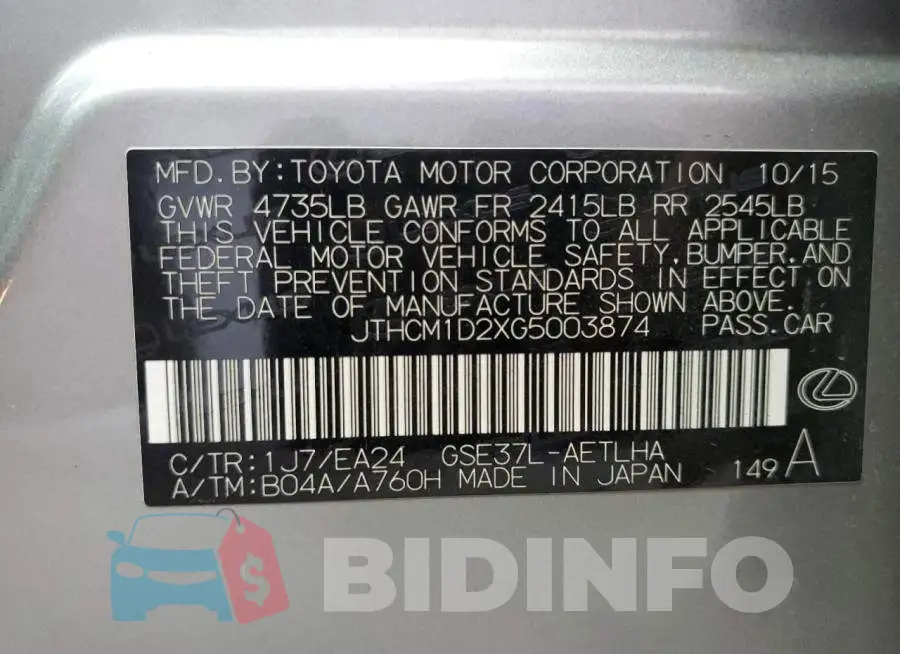 JTHCM1D2XG5003874 Photo# 12