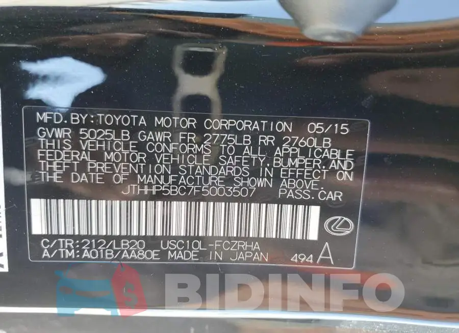 JTHHP5BC7F5003507 Photo# 12