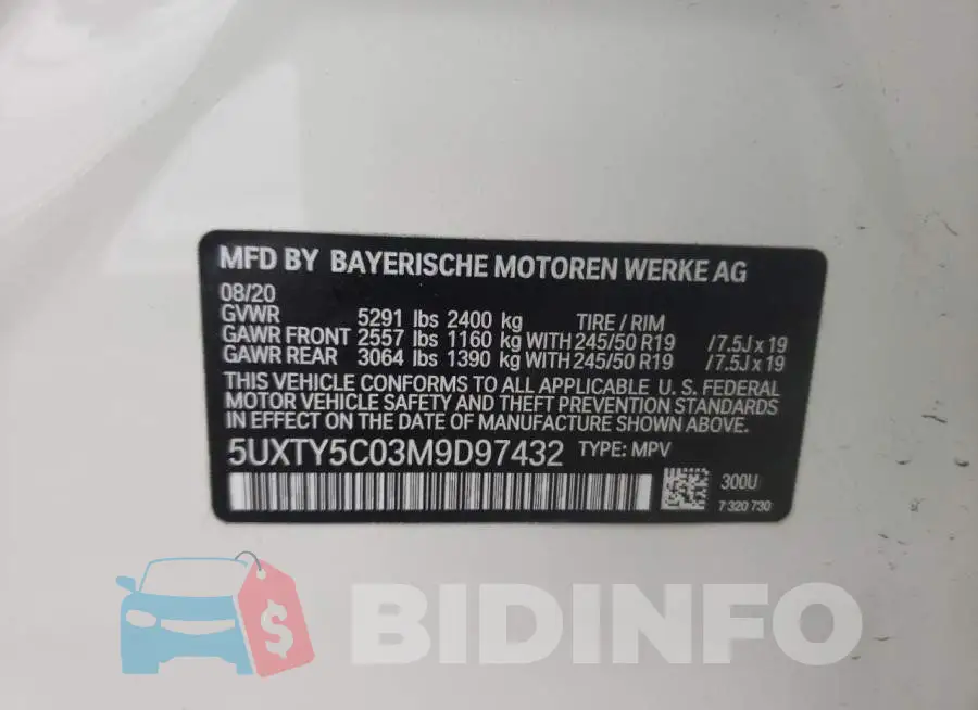 5UXTY5C03M9D97432 Photo# 13