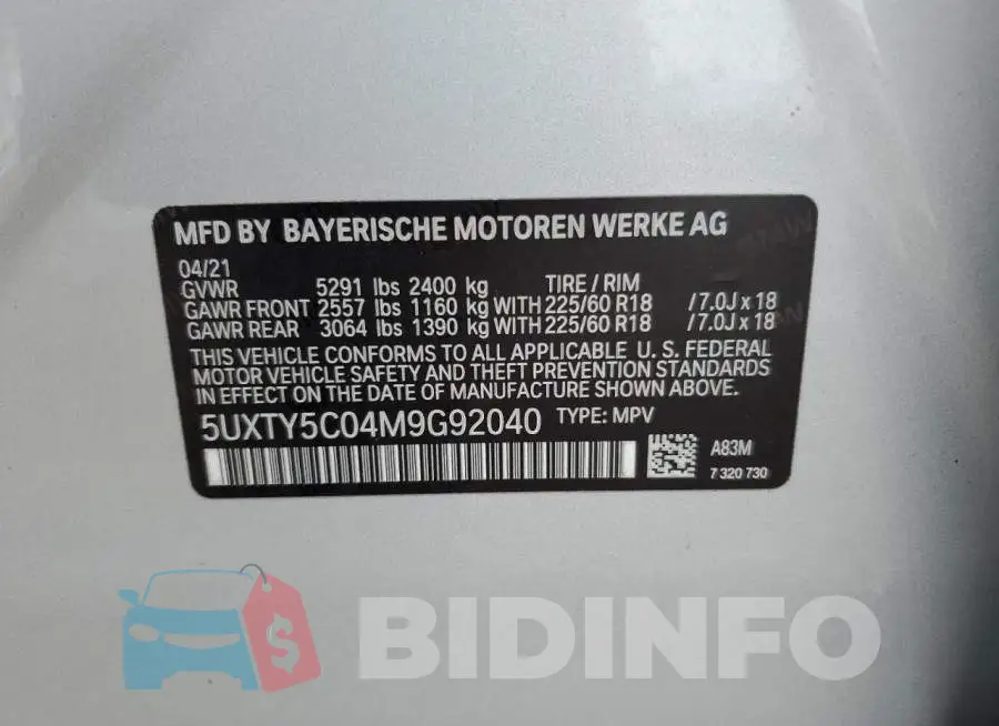 5UXTY5C04M9G92040 Photo# 13