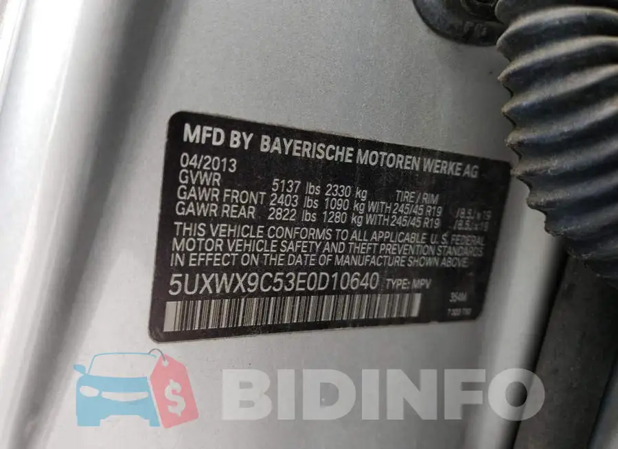 5UXWX9C53E0D10640 Photo# 13