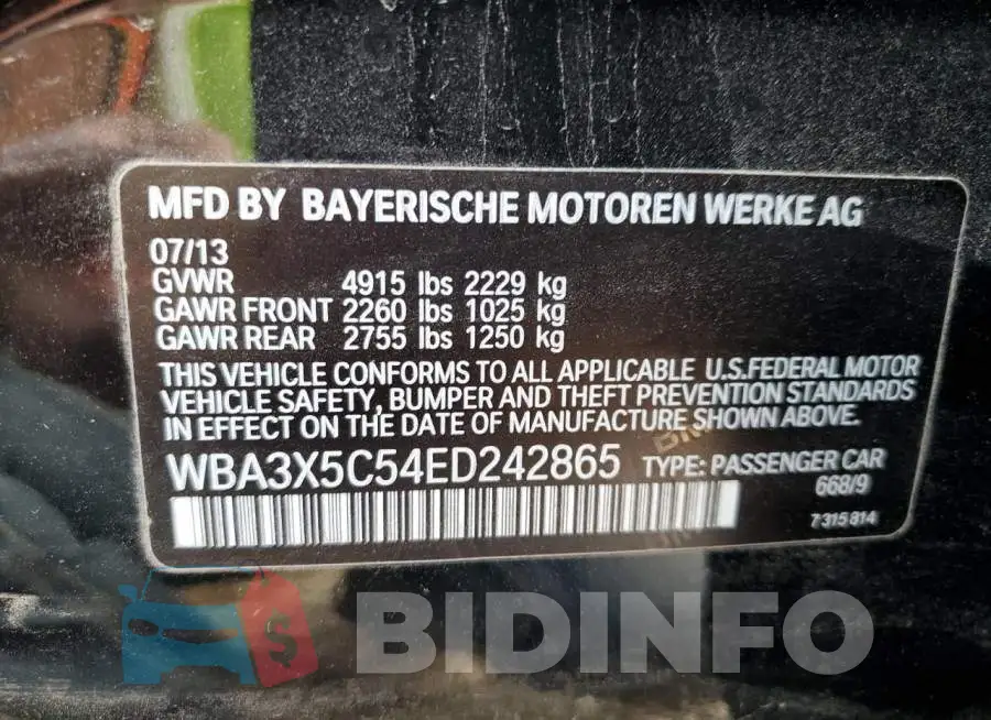 WBA3X5C54ED242865 Photo# 12
