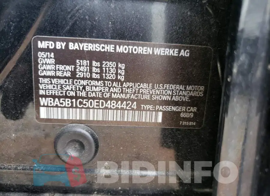 WBA5B1C50ED484424 Photo# 12