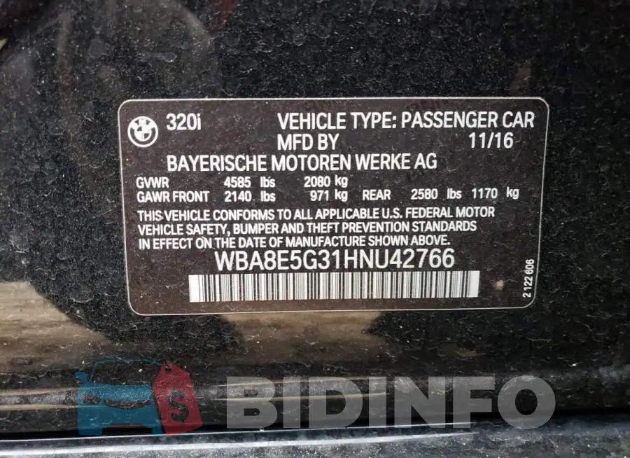 WBA8E5G31HNU42766 Photo# 12