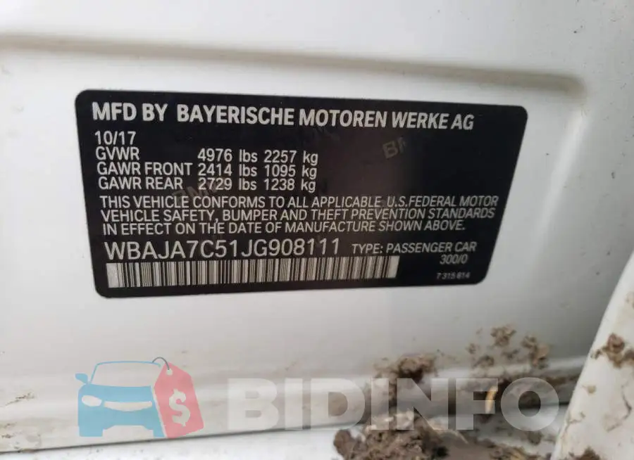 WBAJA7C51JG908111 Photo# 12