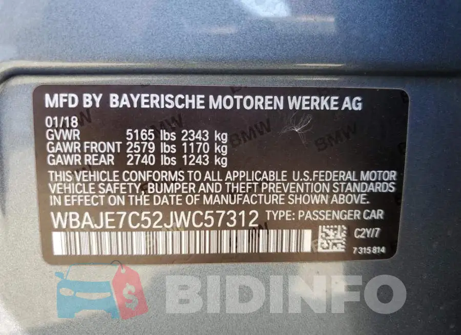 WBAJE7C52JWC57312 Photo# 12