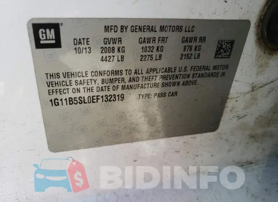 1G11B5SL0EF132319 Photo# 13