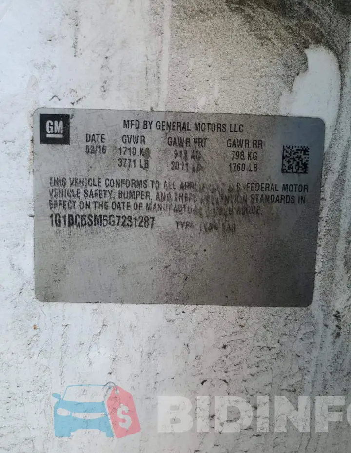 1G1BC5SM5G7231287 Photo# 12
