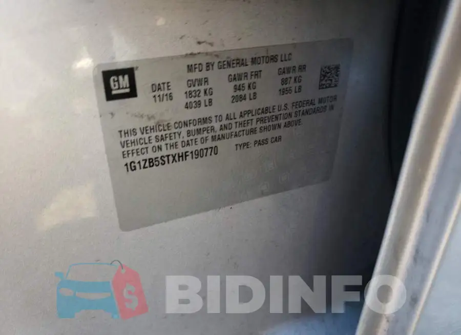 1G1ZB5STXHF190770 Photo# 10