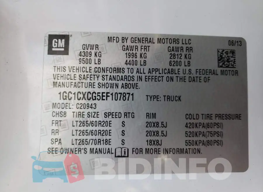 1GC1CXCG5EF107871 Photo# 10
