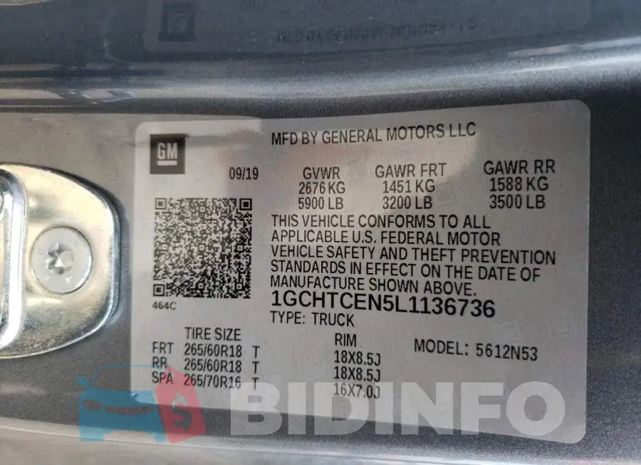 1GCHTCEN5L1136736 Photo# 12