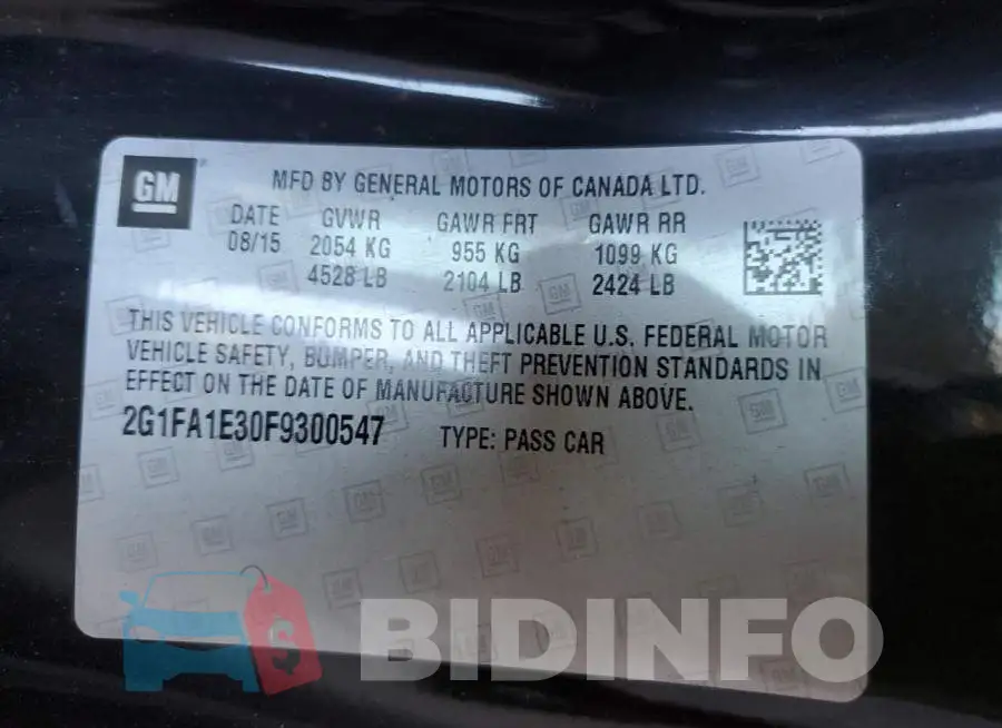 2G1FA1E30F9300547 Photo# 12