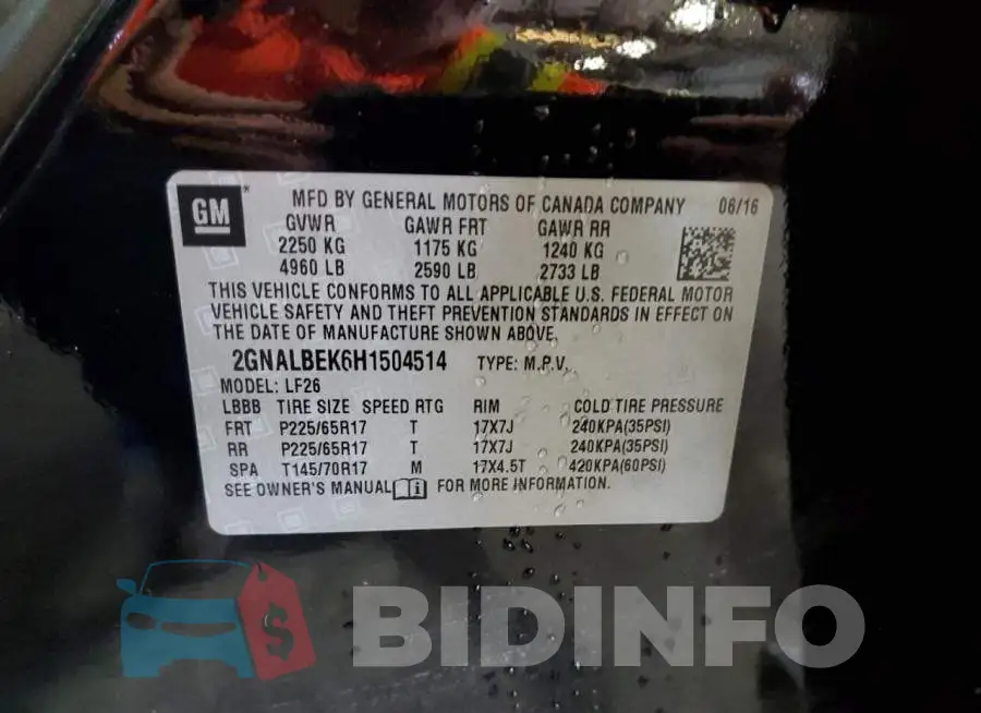 2GNALBEK6H1504514 Photo# 12