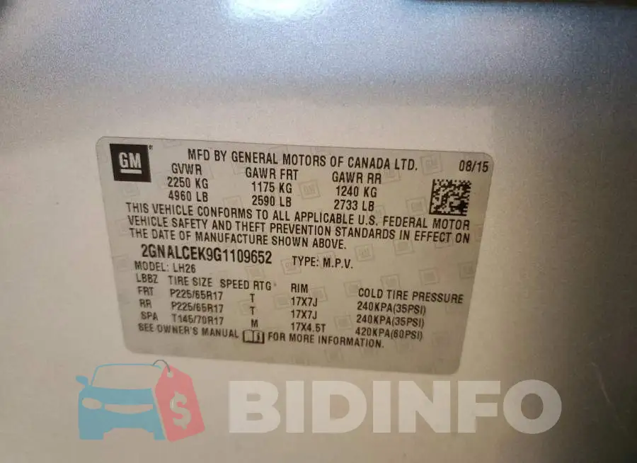 2GNALCEK9G1109652 Photo# 10