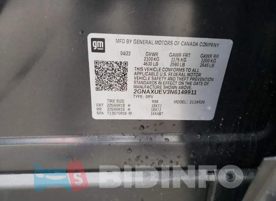 2GNAXUEV3N6149911 Photo# 12