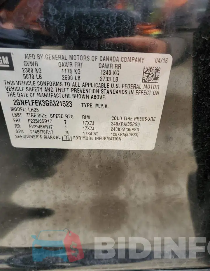 2GNFLFEK3G6321523 Photo# 13
