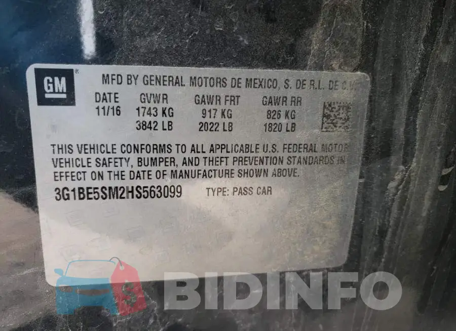 3G1BE5SM2HS563099 Photo# 12