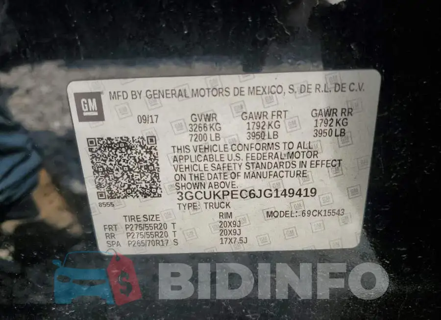 3GCUKPEC6JG149419 Photo# 12