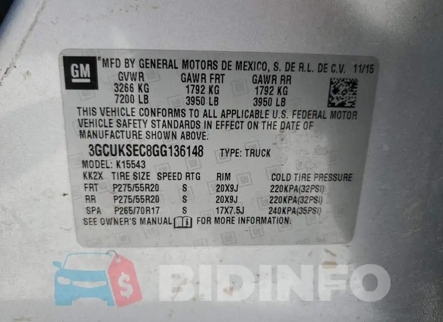 3GCUKSEC8GG136148 Photo# 12