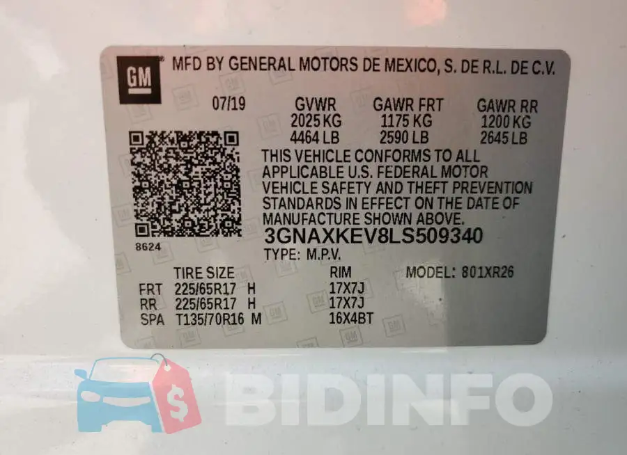 3GNAXKEV8LS509340 Photo# 14