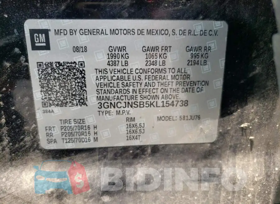 3GNCJNSB5KL154738 Photo# 13