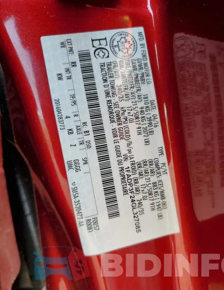 1FADP3F24GL327085 Photo# 12
