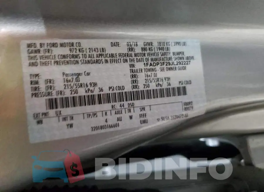 1FADP3F29JL292227 Photo# 13