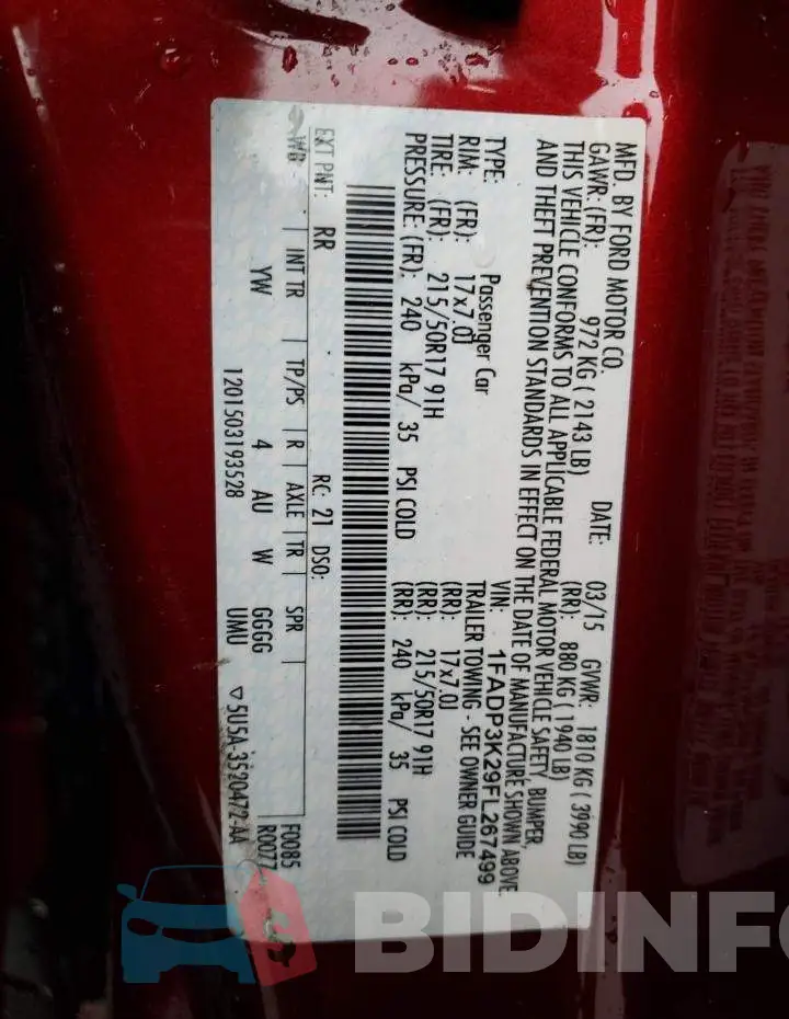 1FADP3K29FL267499 Photo# 12