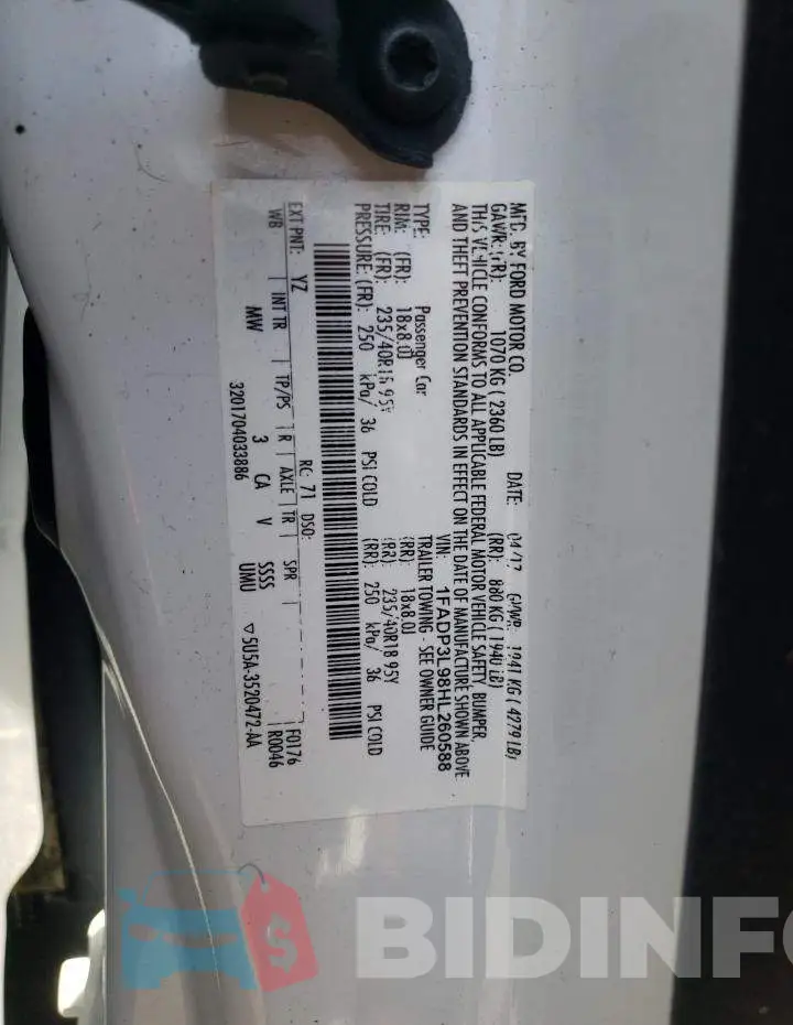 1FADP3L98HL260588 Photo# 13