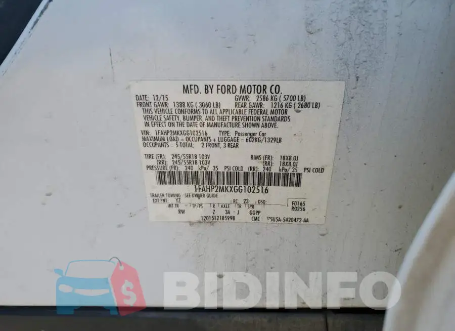 1FAHP2MKXGG102516 Photo# 12