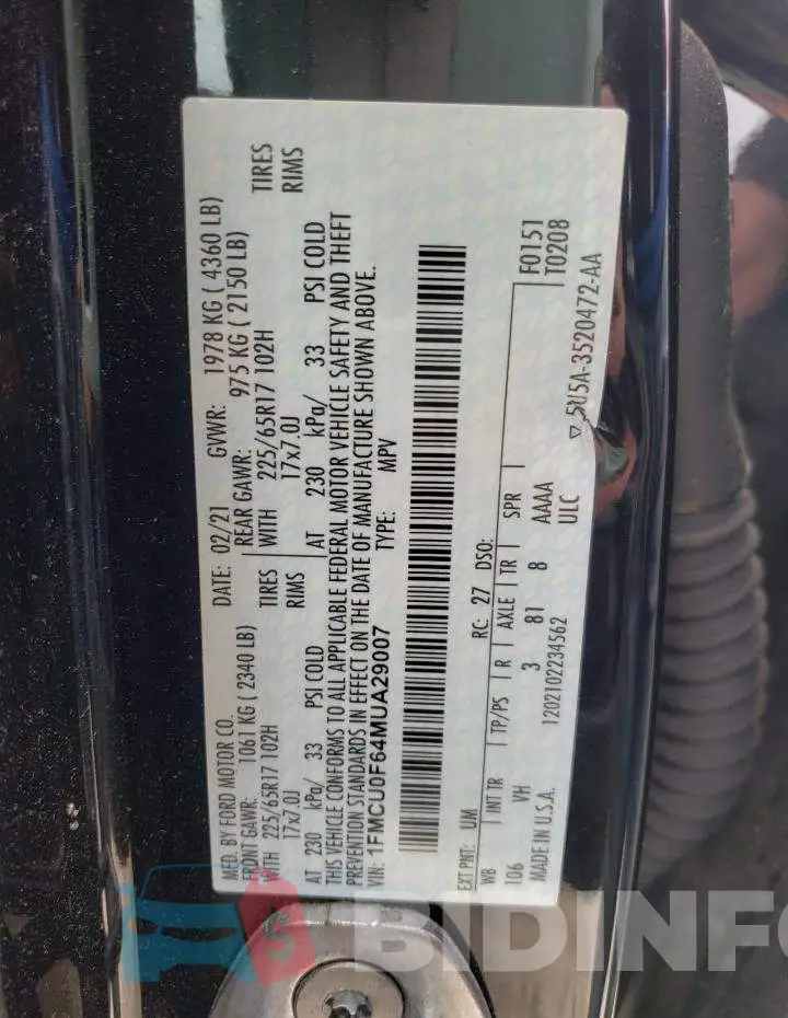 1FMCU0F64MUA29007 Photo# 13