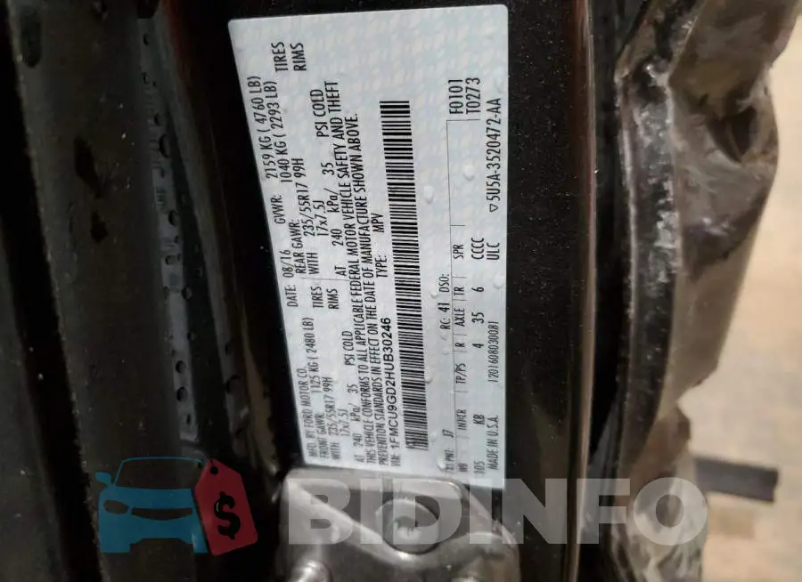 1FMCU9GD2HUB30246 Photo# 13