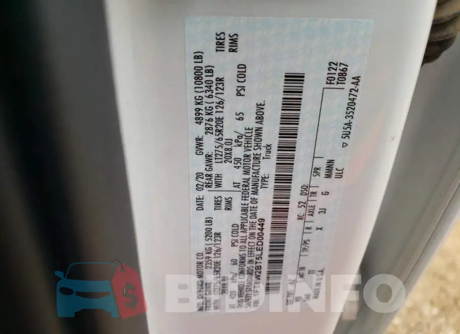 1FT8W2BT5LED00449 Photo# 12