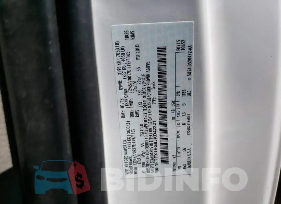 1FTFX1EG8JKD42321 Photo# 12