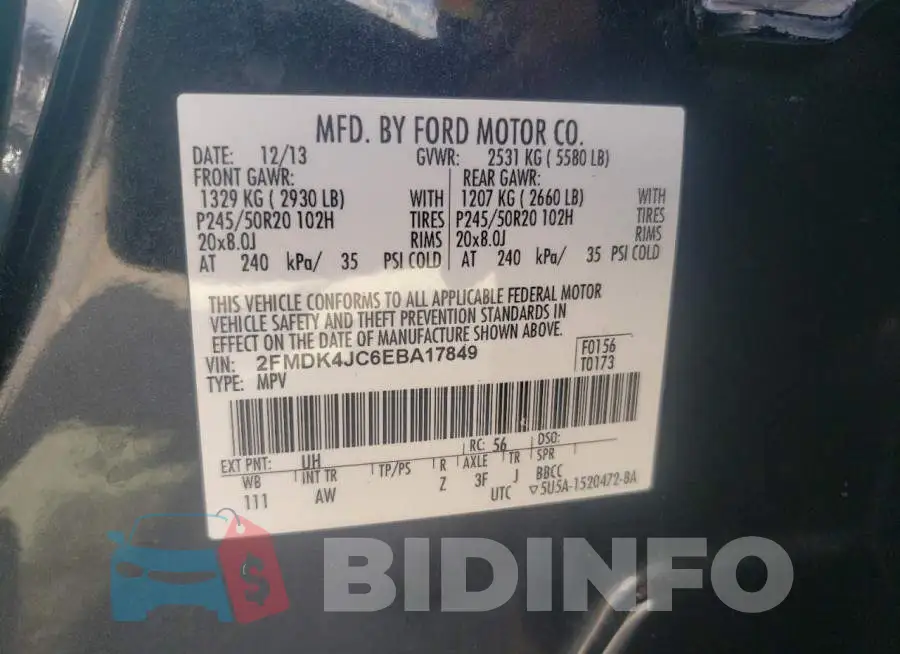 2FMDK4JC6EBA17849 Photo# 13