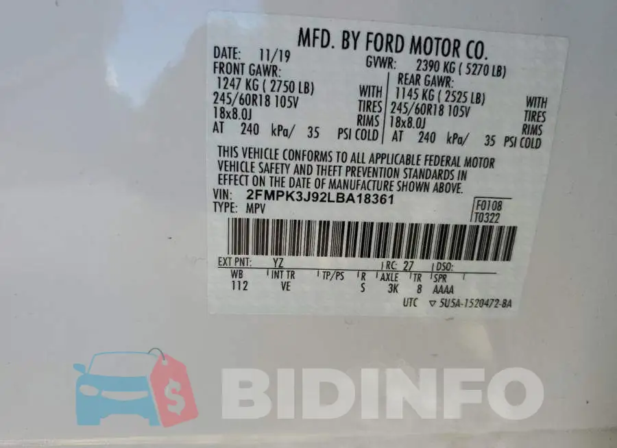 2FMPK3J92LBA18361 Photo# 12