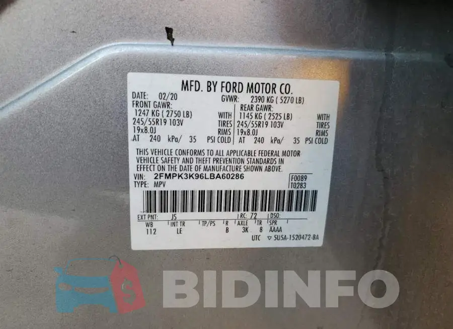 2FMPK3K96LBA60286 Photo# 13