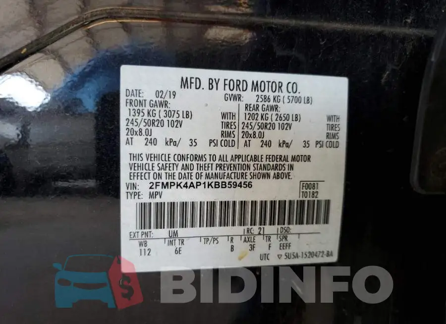 2FMPK4AP1KBB59456 Photo# 13