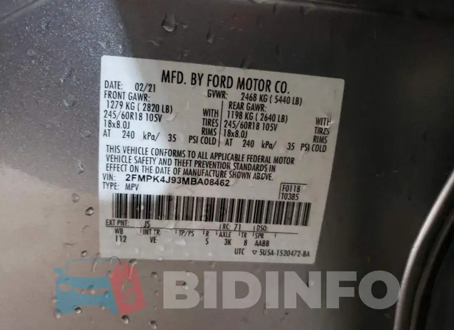 2FMPK4J93MBA08462 Photo# 14