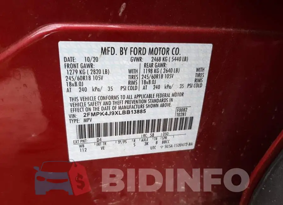 2FMPK4J9XLBB13885 Photo# 13