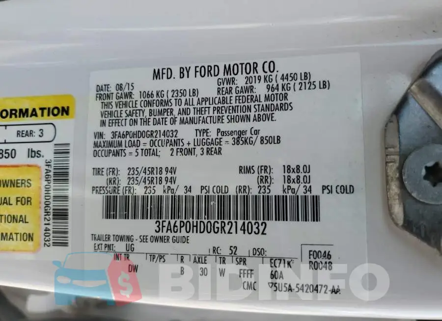 3FA6P0HD0GR214032 Photo# 12