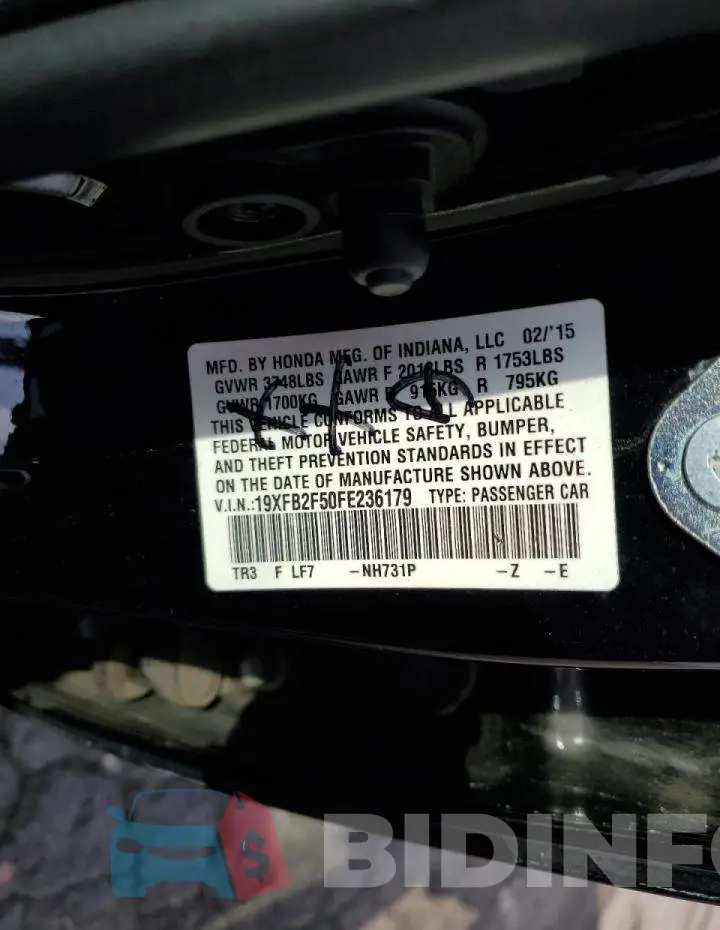 19XFB2F50FE236179 Photo# 12